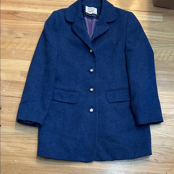 Vintage women’s  Dark Blue Wool coat Avoca Collection Ireland - Picture 1 of 16